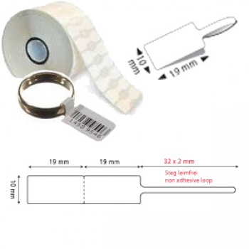 Schlaufenetikett, Höhe 10 mm, Breite 19 mm