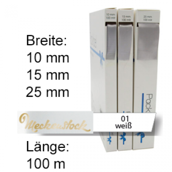 Seidenband, einfarbig bedruckt, weiß (01)