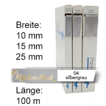 Seidenband, einfarbig bedruckt, silbergrau (04)