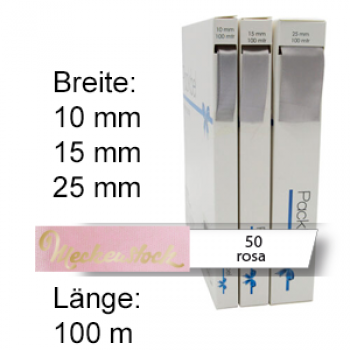 Seidenband, einfarbig bedruckt, rosa (50)