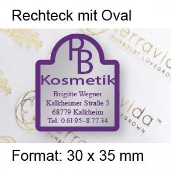 Prestige Etikett "Rechteck mit Oval"