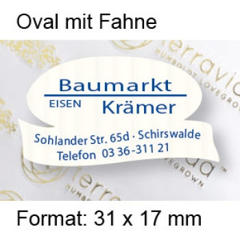 Prestige Etikett "Oval mit Fahne"