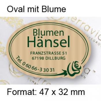 Prestige Etikett "Oval mit Blume"