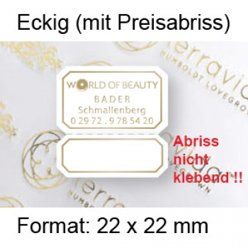 Prestige Etikett "Rechteck klein" - mit Preisabriss
