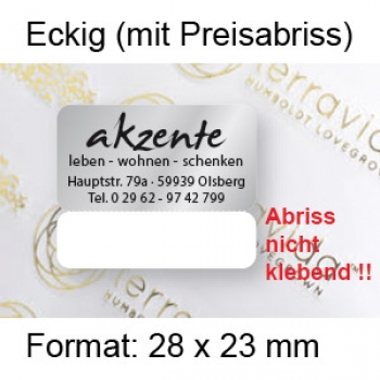 Prestige Etikett "Rechteck groß" - mit Preisabriss