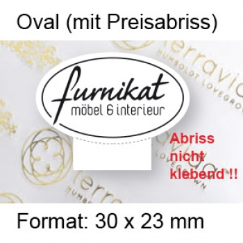 Prestige Etikett "Oval mittel" - mit Preisabriss