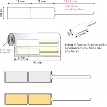 Preview: Schlaufenetikett, Höhe 10 mm, Breite 19 mm