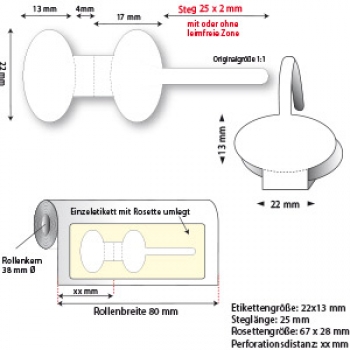 Preview: Brillenetikett, Höhe 17 mm, Breite 22 mm, oval