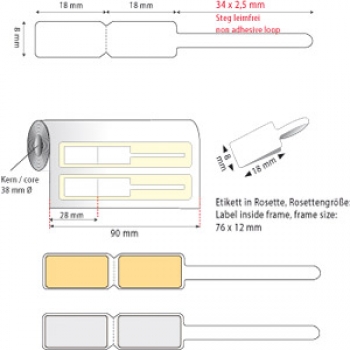 Preview: Schlaufenetikett, Höhe 8 mm, Breite 18 mm