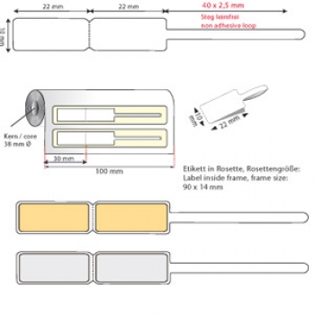 Preview: Schlaufenetikett, Höhe 10 mm, Breite 22 mm