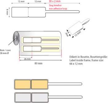 Preview: Schlaufenetikett, Höhe 8 mm, Breite 15 mm