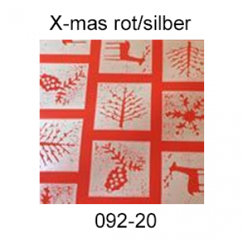 Simple Packet Folie, X-mas, rot mit mattsilbernen Motiven