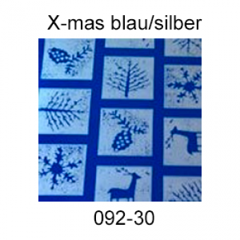 Simple Packet Folie, X-mas, blau mit mattsilbernen Motiven