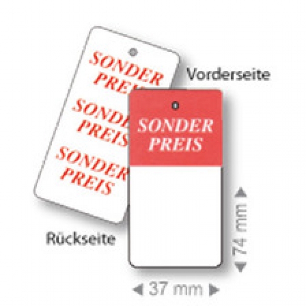 Kartonetikett Sonderpreis 37 x 74 mm
