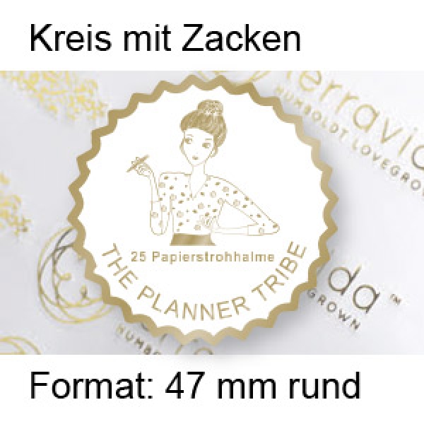 Prestige Etikett "Kreis mit Zacken"