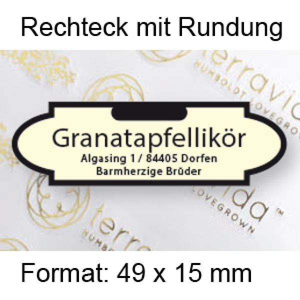 Prestige Etikett "Rechteck mit Rundung"